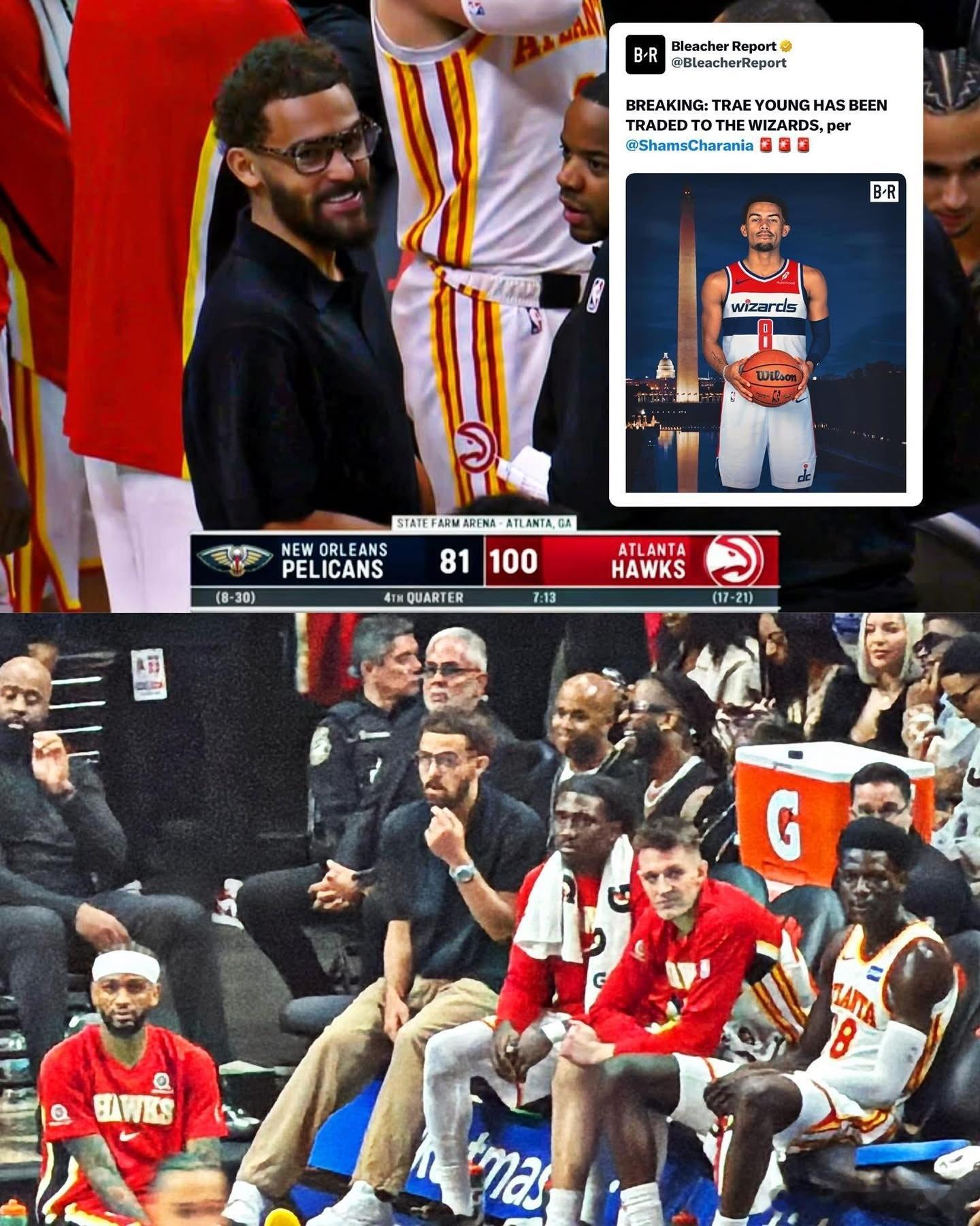 NBA 特雷杨被交易到奇才时，他还坐在替补席上！老鹰将特雷杨交易到奇才