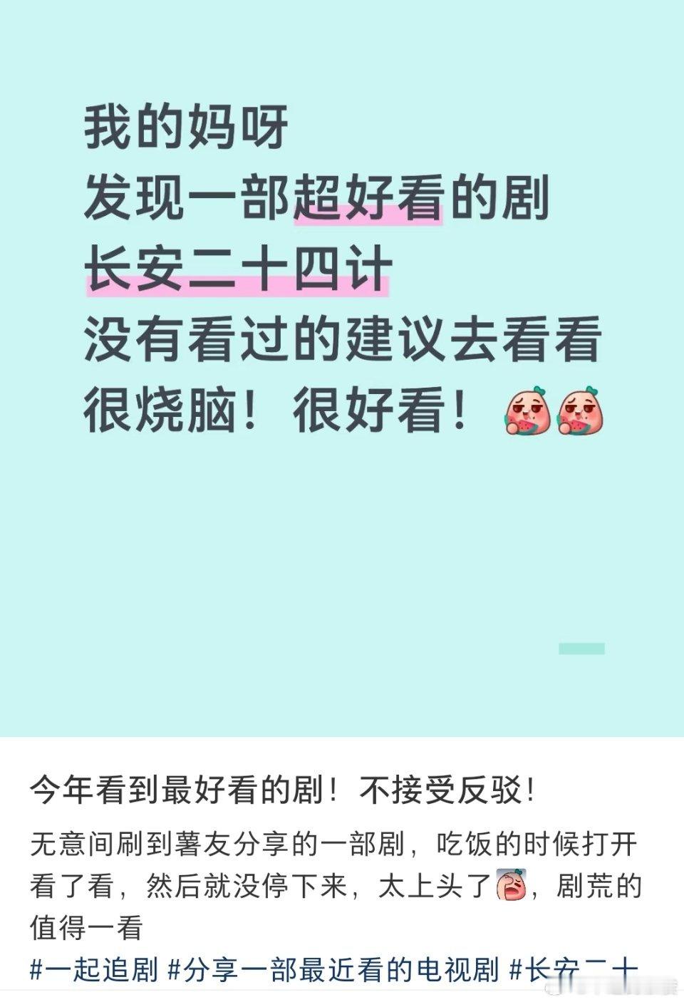 好剧推荐，好剧永远有人入坑，成毅的演技优秀，长安二十四计值得推荐。 ​​​