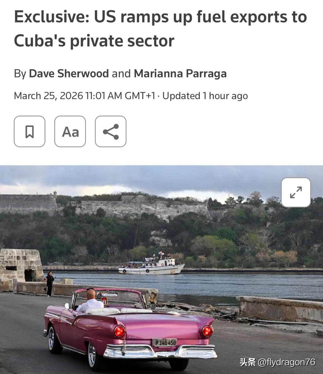 🇺🇸🇨🇺⚡️ — 路透社报道，尽管美国仍对古巴政府实施广泛的石油封锁，但