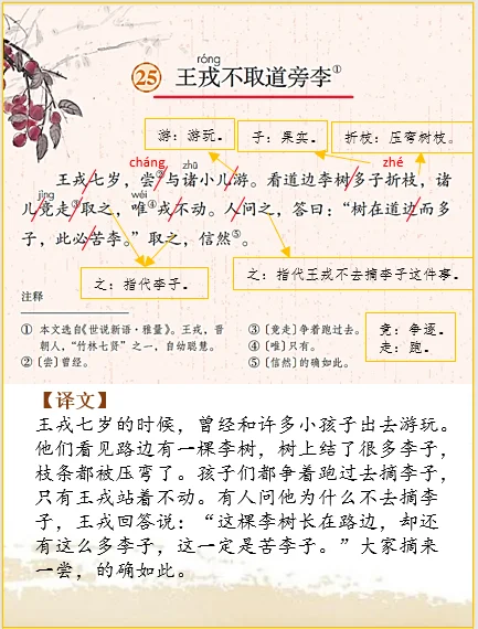 四上语文 | 文言文解析《王戎不取道旁李》