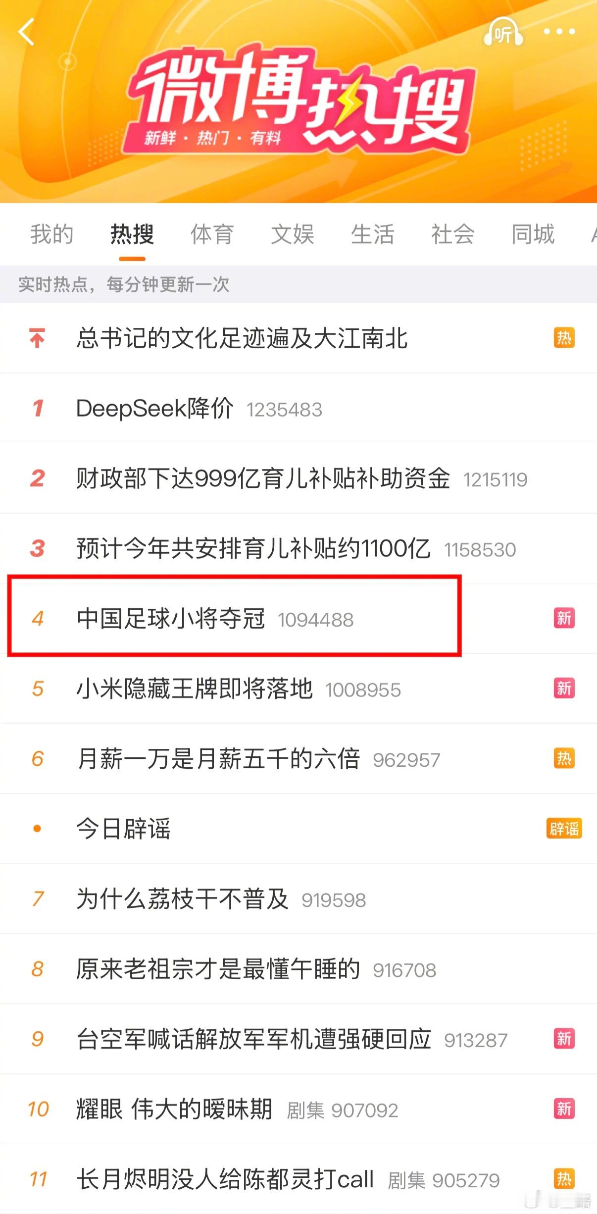 这是真热搜吗？中国足球小将夺冠