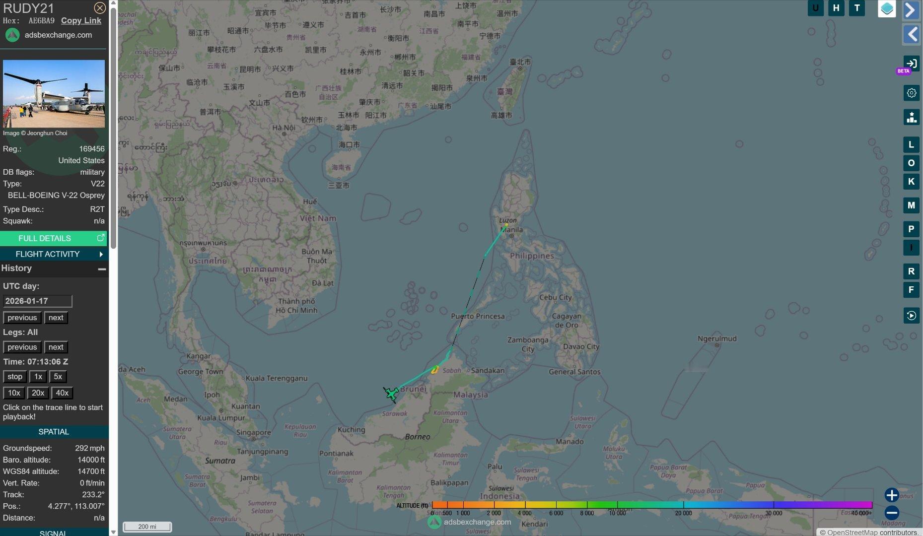 华盛顿号1架“鱼鹰”被派往林肯号——1月16号，美国海军1架CMV-22B“鱼鹰