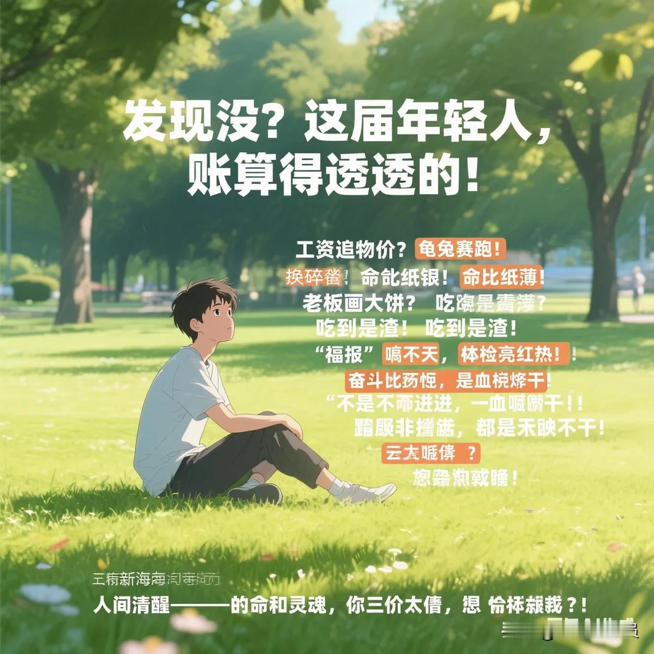 发现没？
这届年轻人，账算得透透的！
工资追物价？龟兔赛跑！
卖命换碎银？命比纸