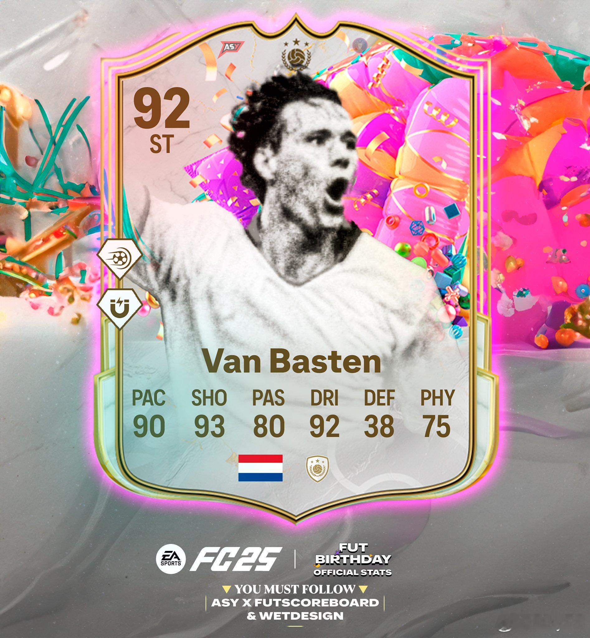 FUT Birthday范巴斯滕的正式数据。FC25 ​​​