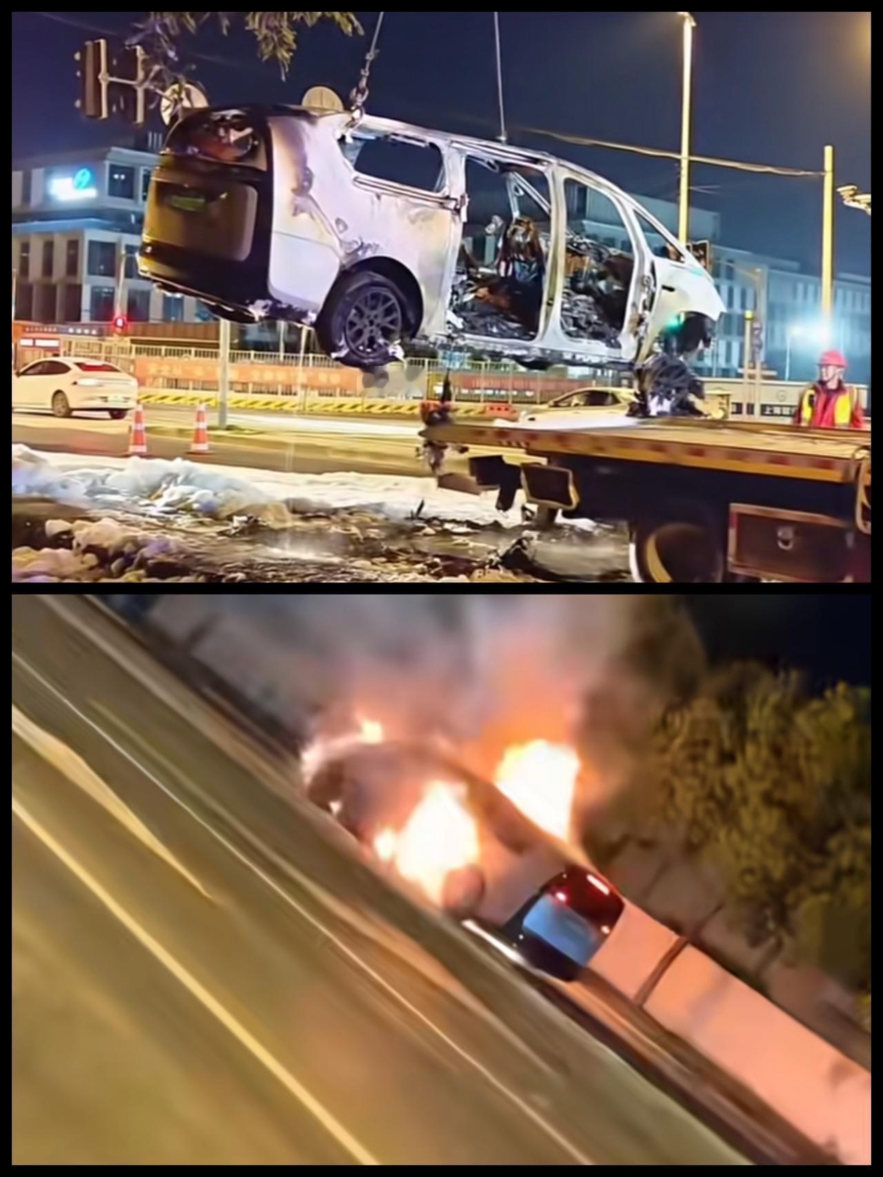 10月23日深夜，一辆理想Mega在行驶中突然起火，短短十秒车被烧成空架。理想汽