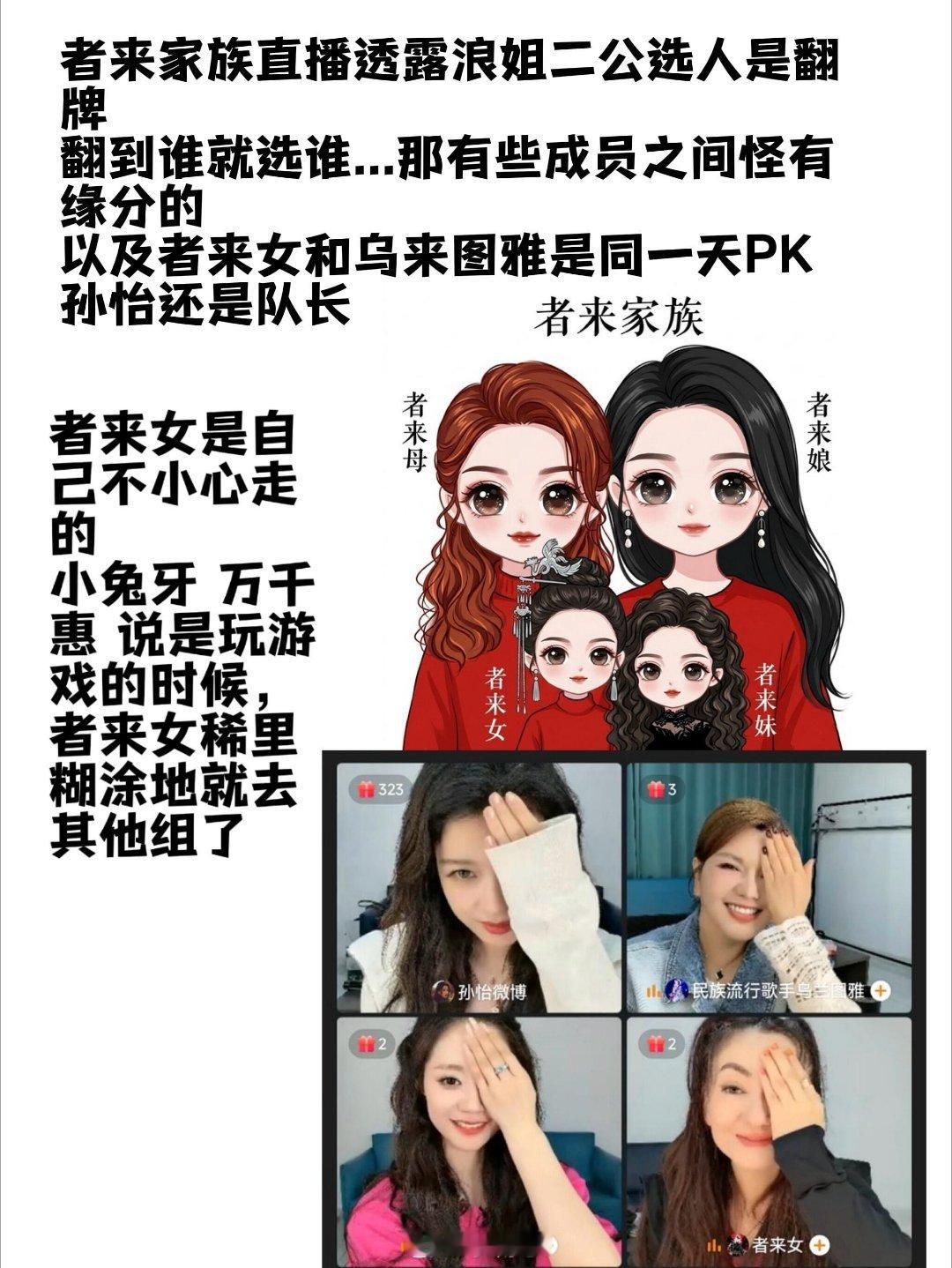 乘风破浪的姐姐者来家族直播透露浪姐二公选人是翻牌翻到谁就选谁...那有些成员之间