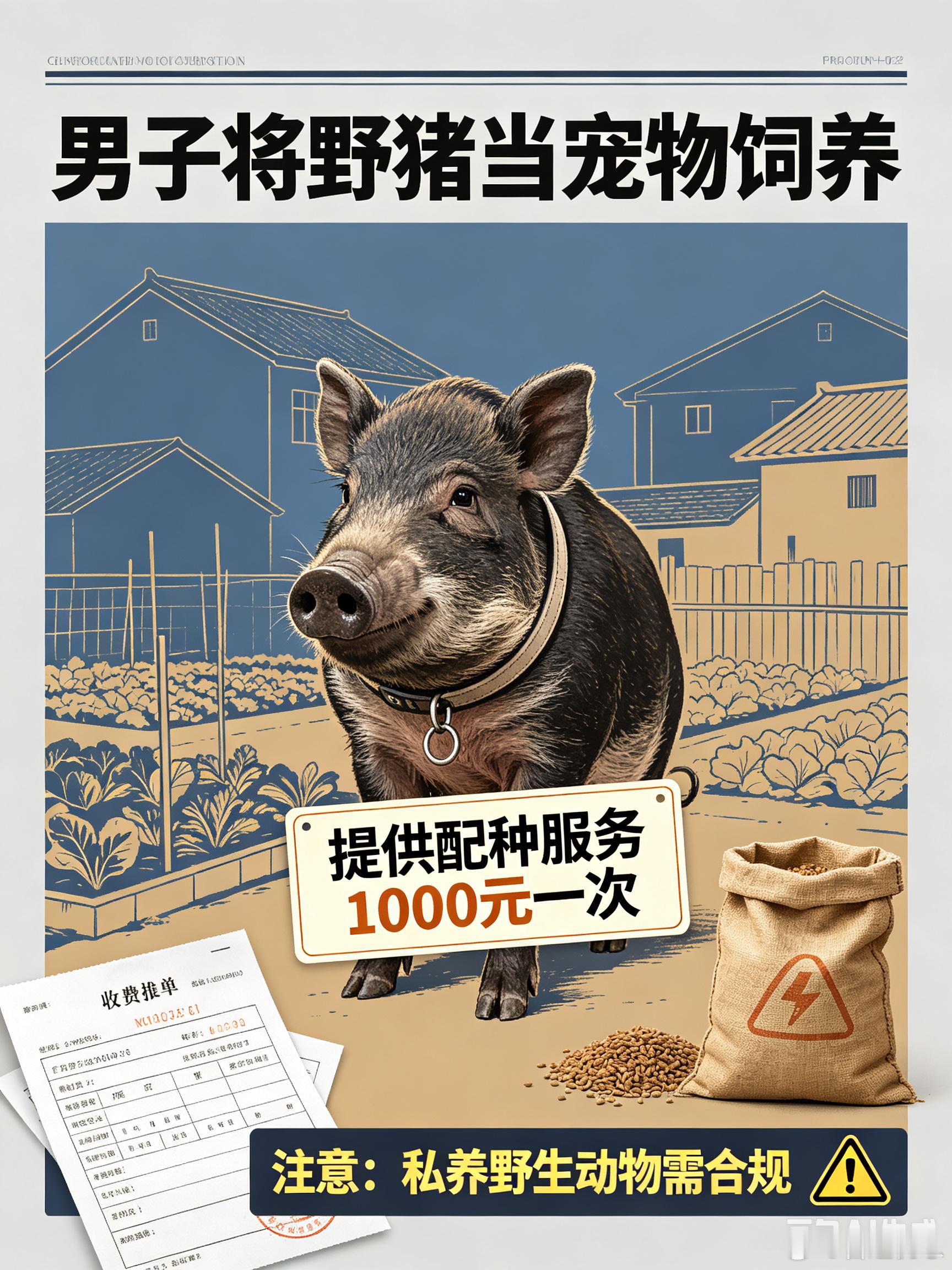 广东一男子野猪当宠物配种1千1次一碗面条，换来一头“摇钱猪”！2024年11月，