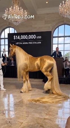 世界上最名贵的马。土库曼斯坦的阿哈尔捷金马，常被称为“天马”。1400万美元一匹