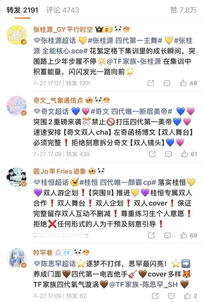 tg~截止17:13两条官博rz排名 