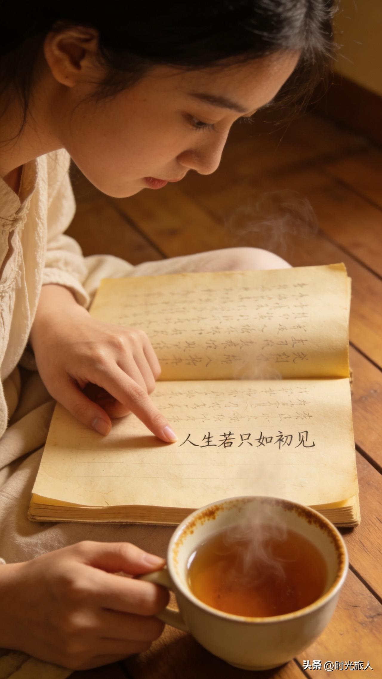 昨日整理旧书时翻出了小时候的诗词本，纸页都泛黄了，偏偏夹着一句随手写的句子，盯着