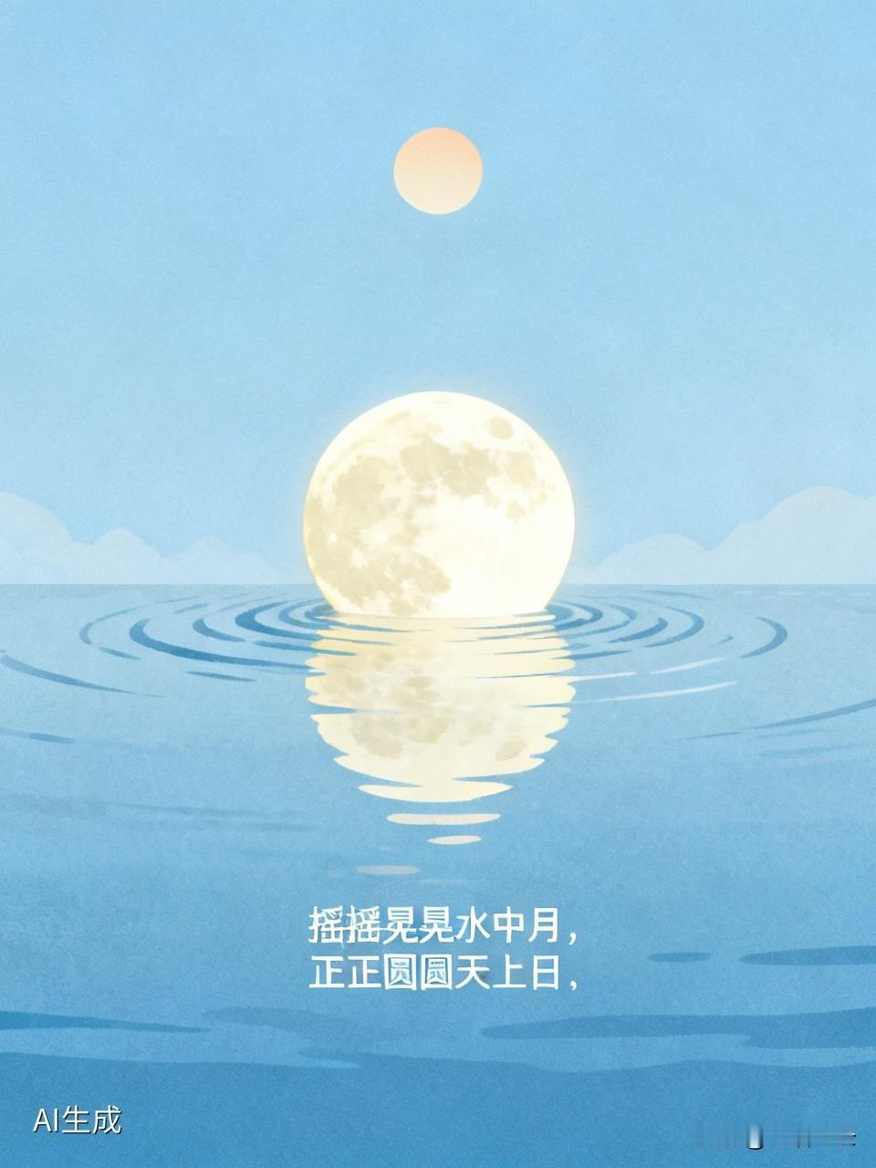 “摇摇晃晃水中月，正正圆圆天上日”，这诗句一下就把日月的不同状态描绘得生动形象。