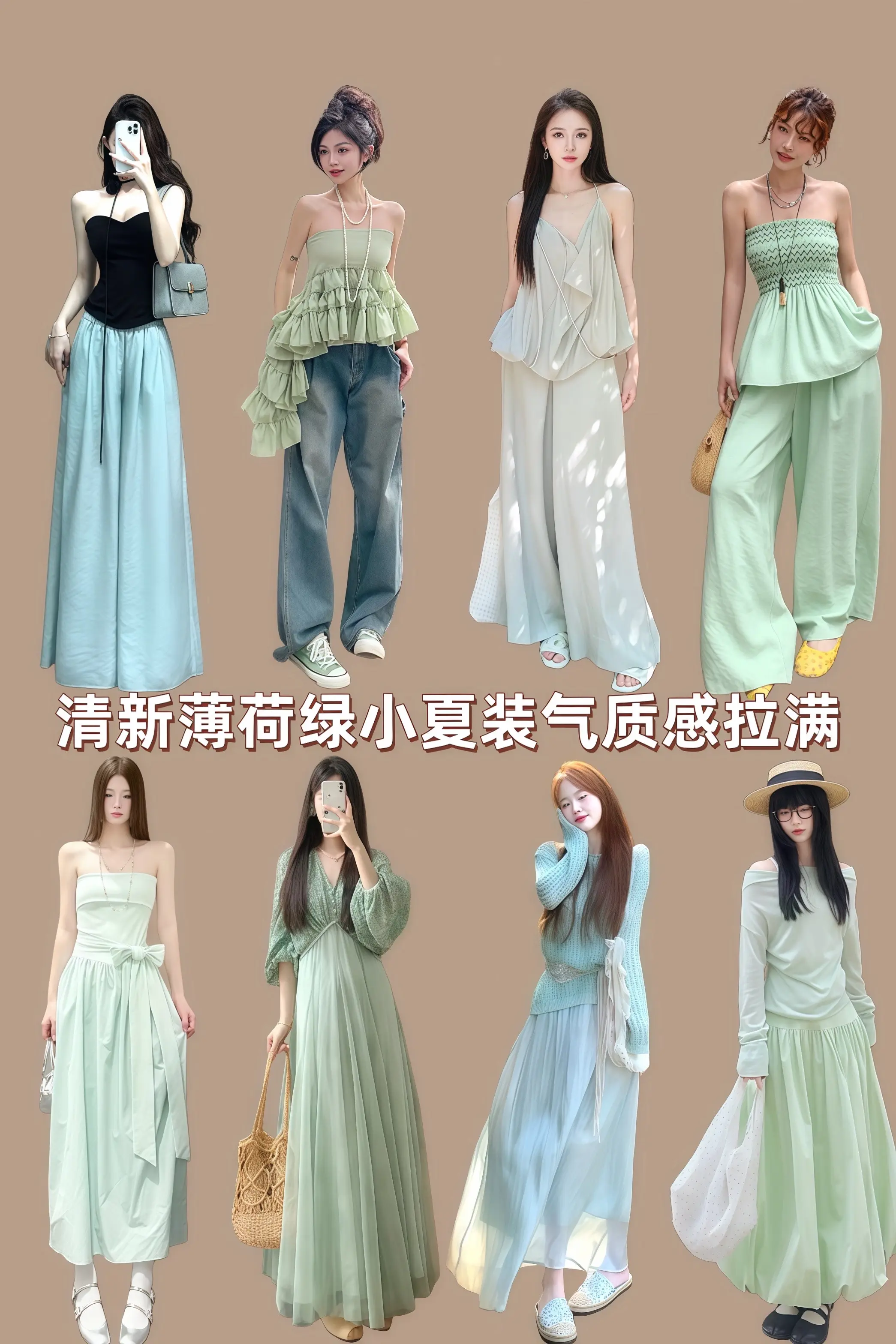 清新薄荷绿小夏装气质感拉满 出游穿搭