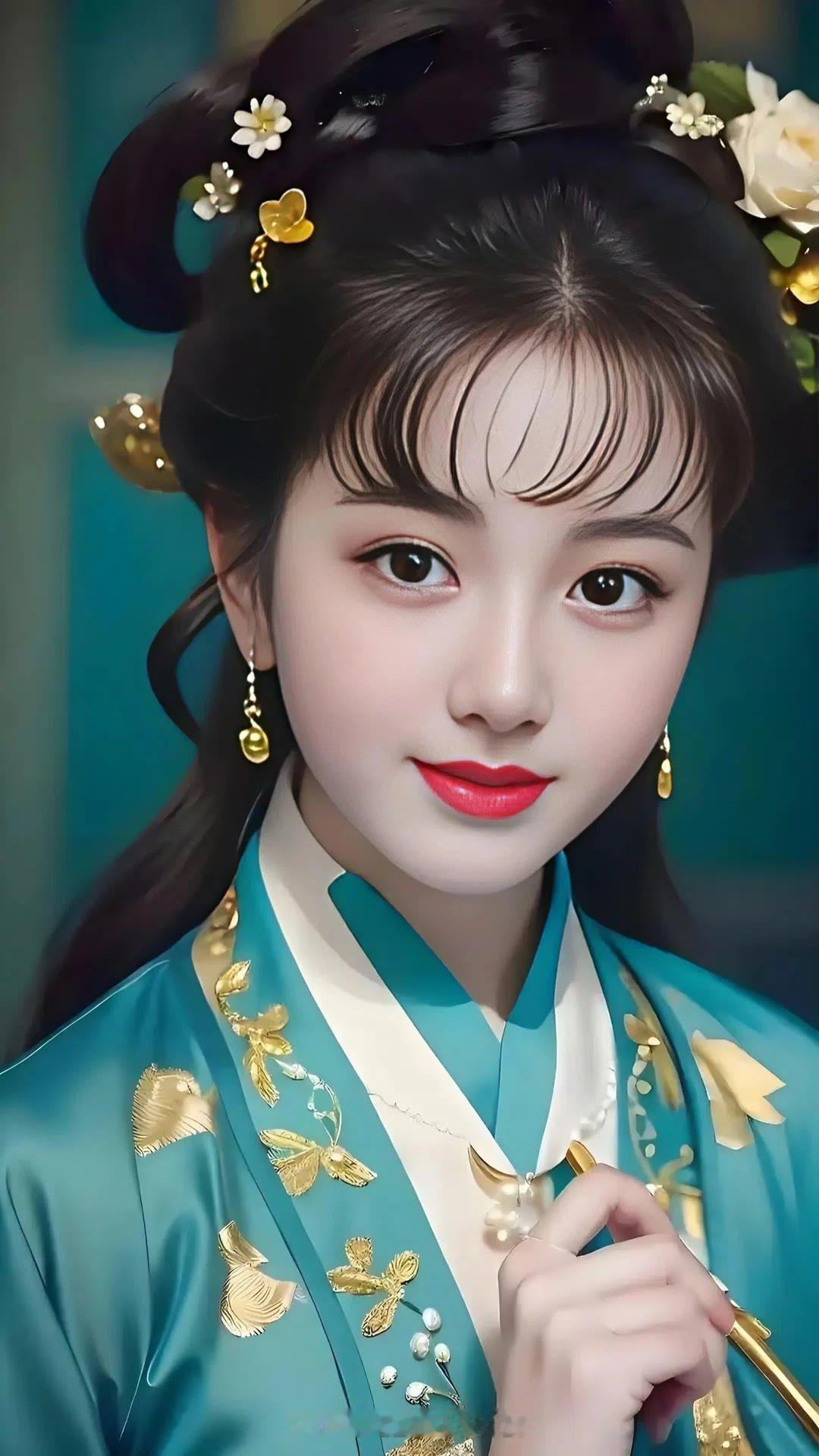 “古风少女，花钿妆，韵味十足”🌸💄👗