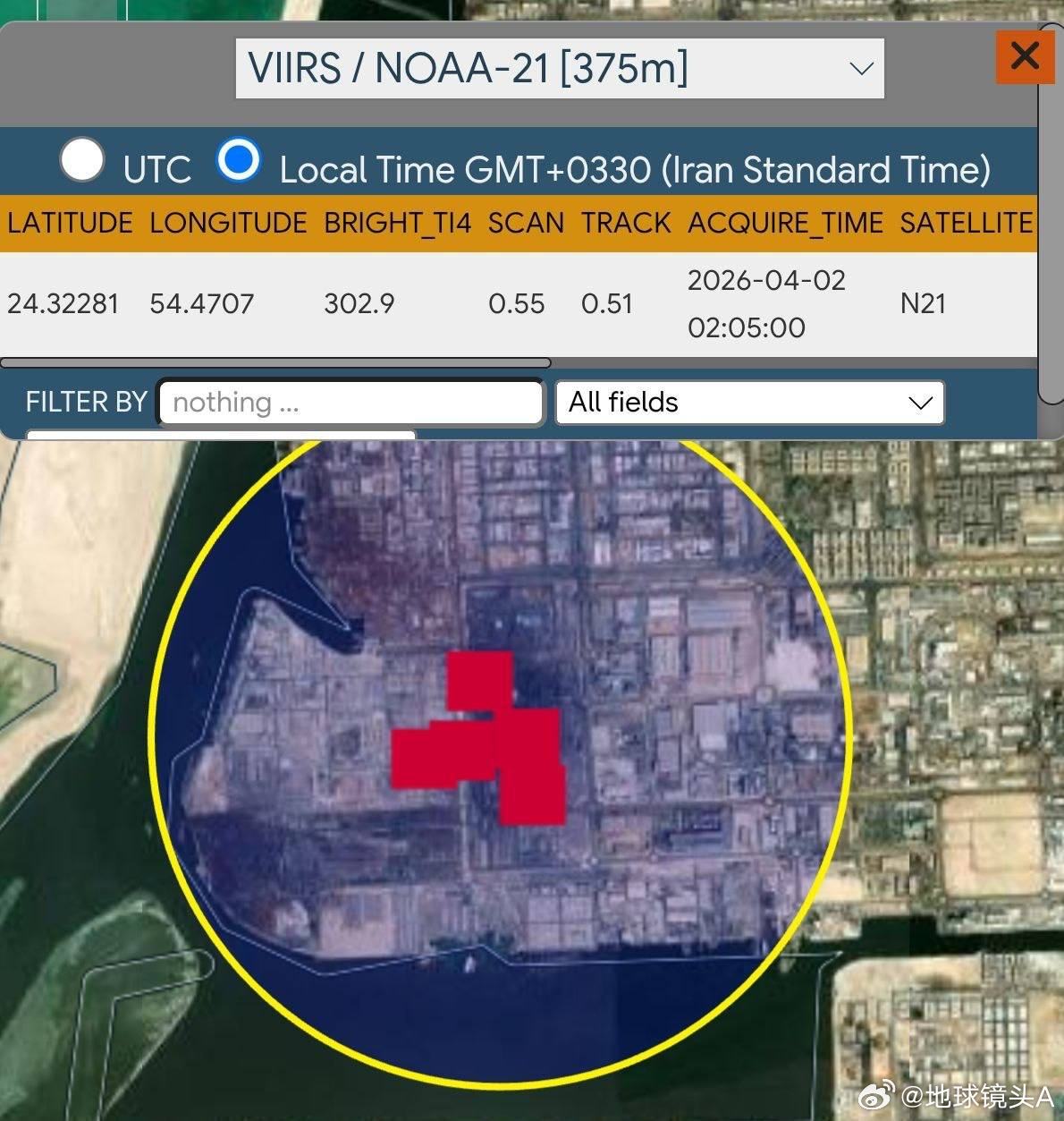 美军主力机型损失惨重 今天伊朗打击后NASA的火灾记录阿布扎比经济区多个地点燃烧