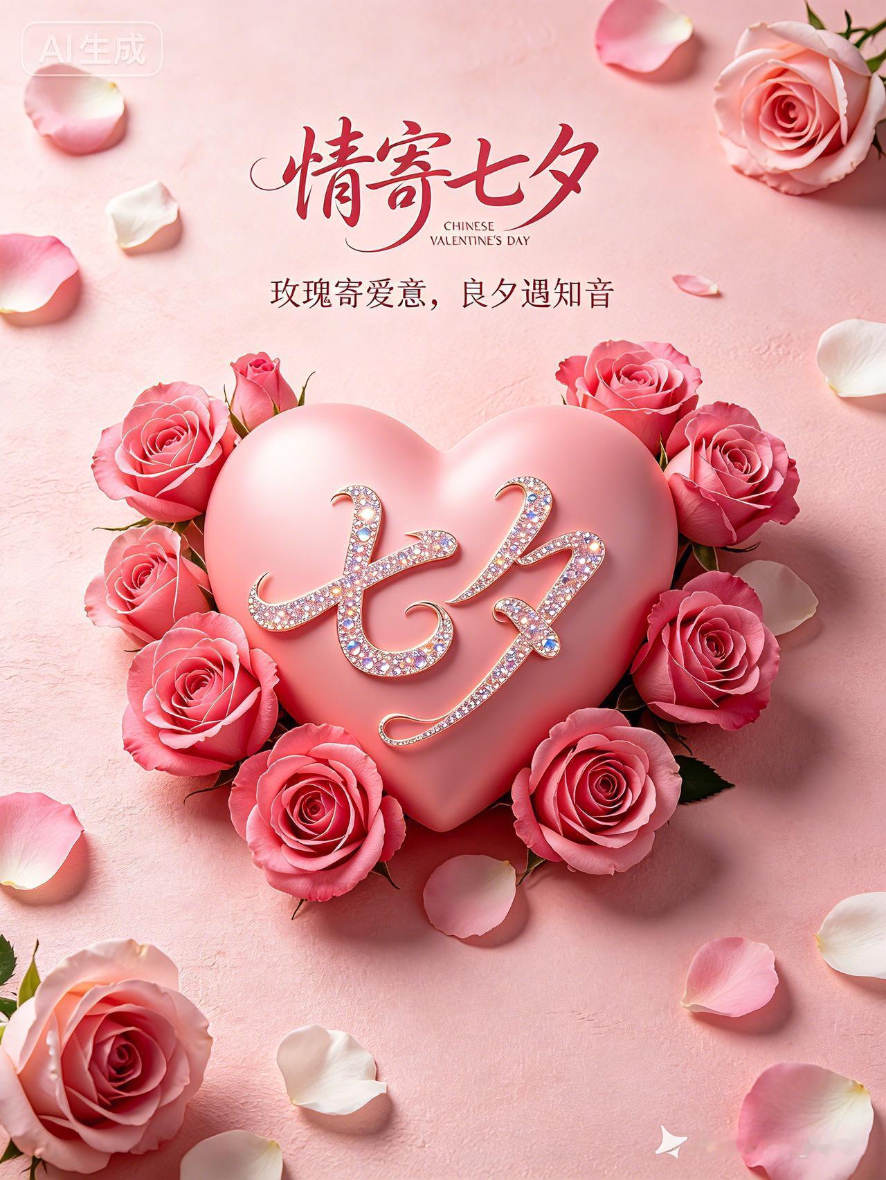 七夕寄情（大白话，邀读者续尾）
玫瑰簇簇映赤心，
七夕佳时念旧人。
瓣瓣娇花藏厚