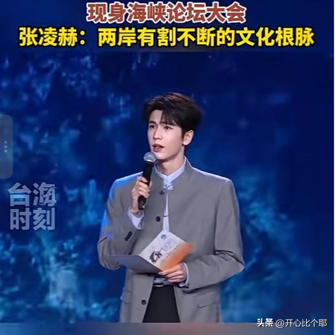 只知道张凌赫长得帅，

没想到他口才还那么好！

在海峡两岸论坛上演讲，

全程