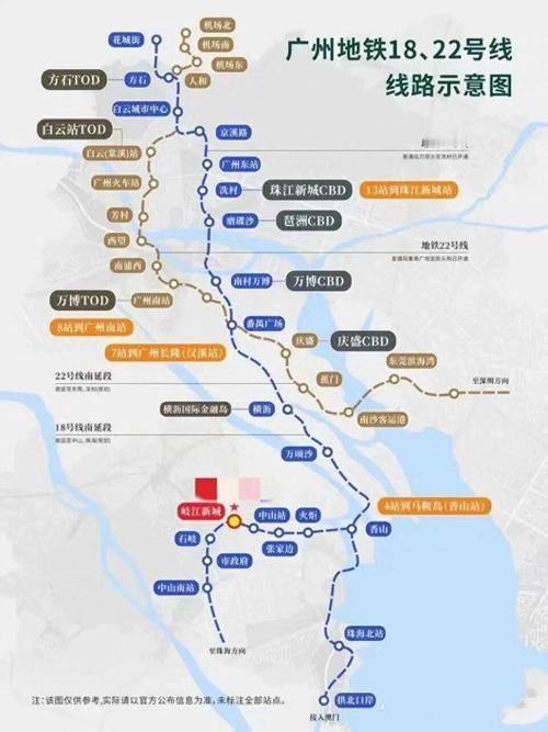 南珠（中）城际将与广州地铁18号线贯通运营，可实现中山岐江新城至广州珠江新城45