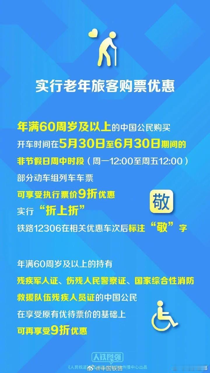 中国铁路在5月19日中国旅游日来临之际推出多项旅游惠民新举措，年满60周岁及以上