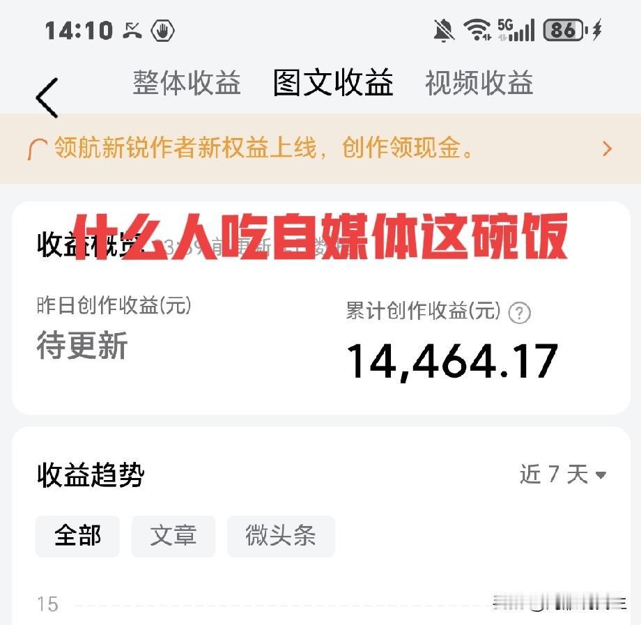 什么人能吃自媒体这碗饭？你看我适不适合？
        写文章收入一万四稿费，