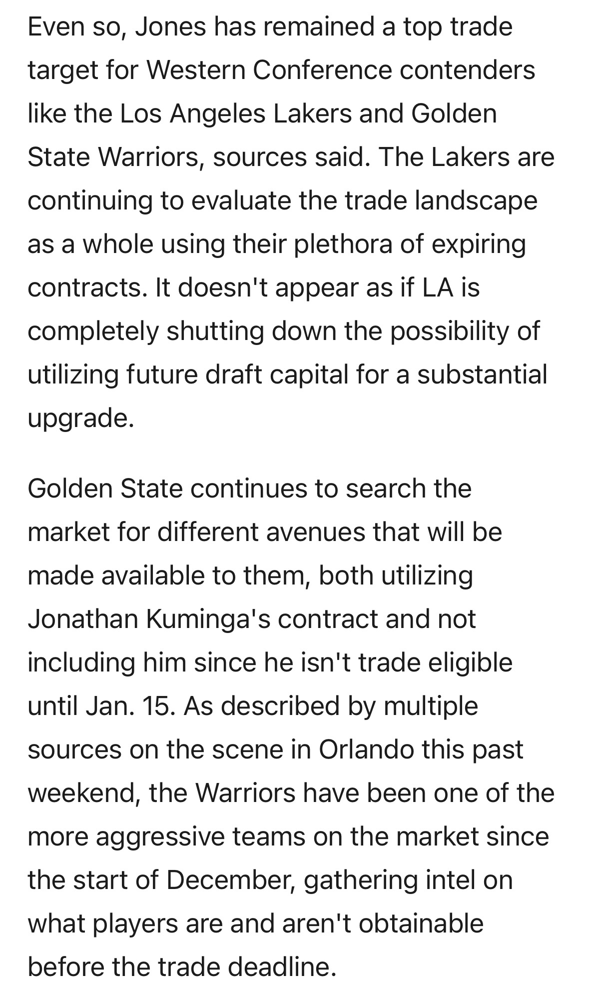 勇士也有意赫伯-琼斯？ Brett Siegel：在墨菲与琼斯的交易问题上，其他