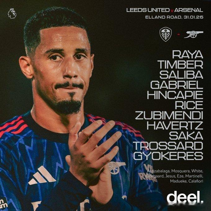 利兹联vs阿森纳 首发阵容⬇️ 23:00开赛！利兹联首发：26-达尔洛、2-博