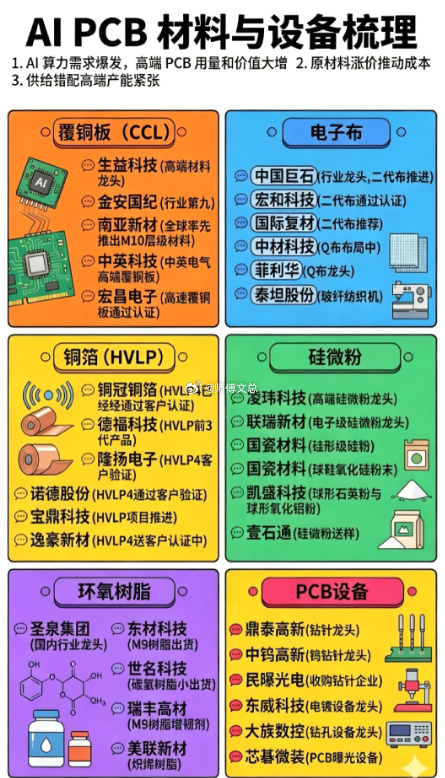 AI 算力爆发，PCB 材料率先走强AI 算力需求全面爆发，行情最先带火的不是 