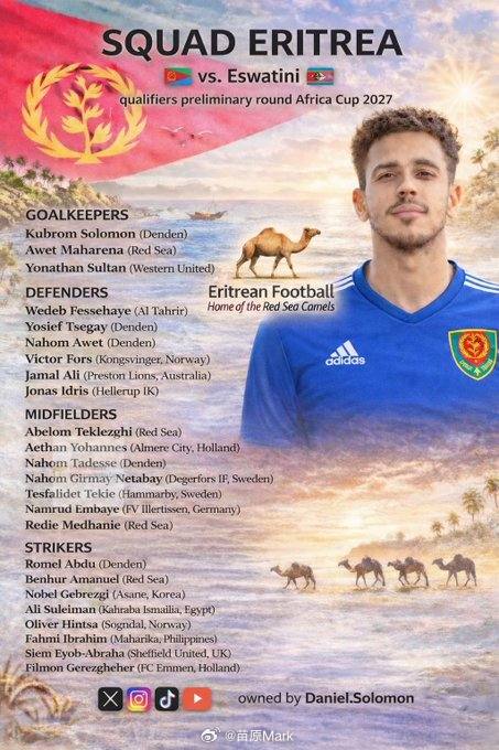 全球归化全球入籍 厄立特里亚这周踢斯威士兰，同时为了备战未来的非洲杯和世预赛，他