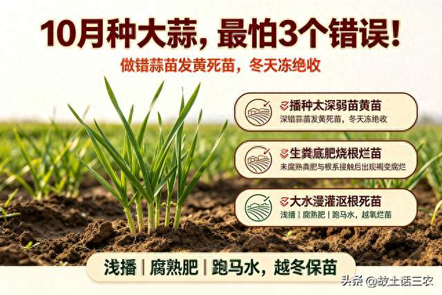 10月种大蒜，最怕3个错误！做错蒜苗发黄死苗，冬天冻绝收