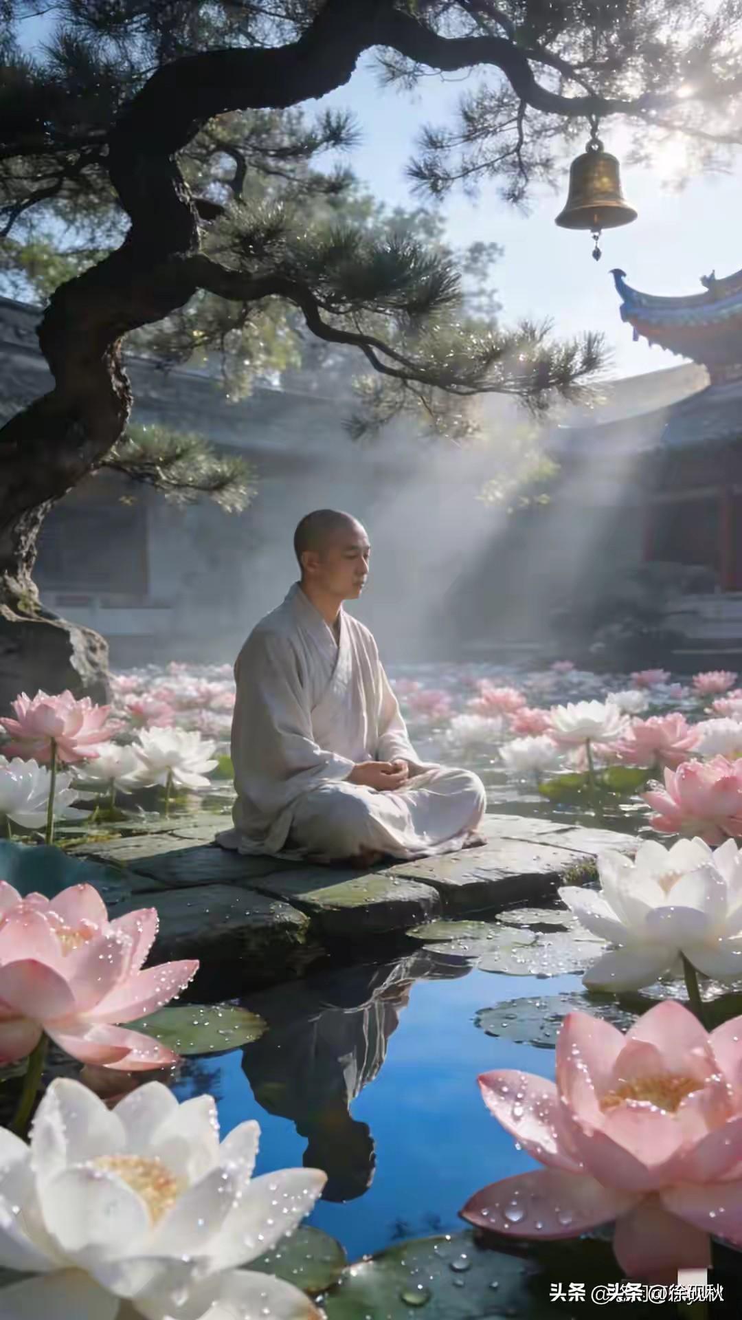 上联：身坐莲池终彻悟
下联：上善若水渡慈航