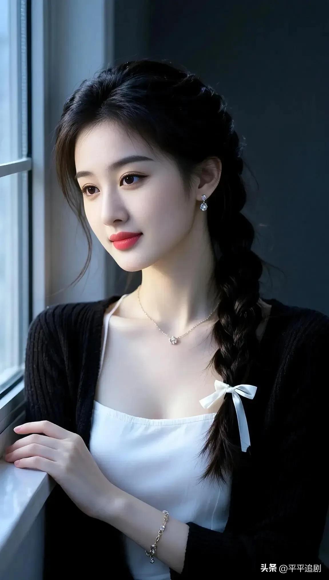 借一缕窗边柔光，与安静相逢。
窗边知性照 窗边淑女写真