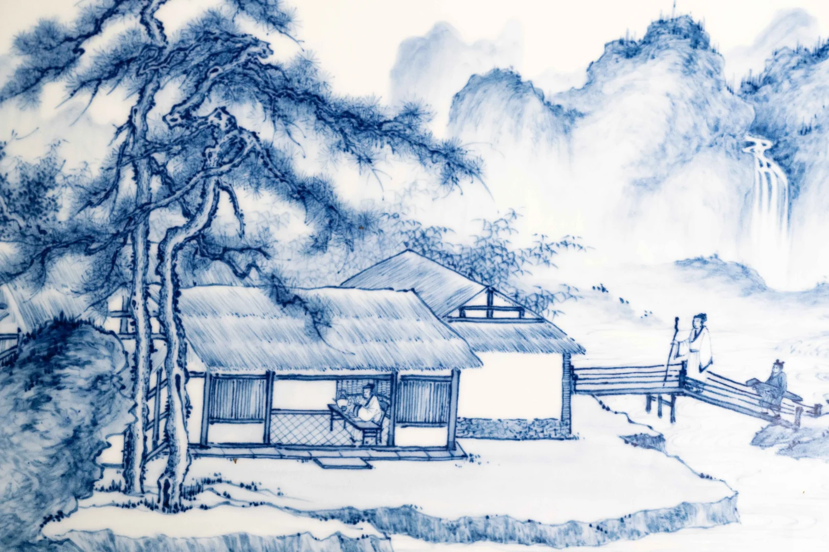 这可是把文人青花山水画明白了