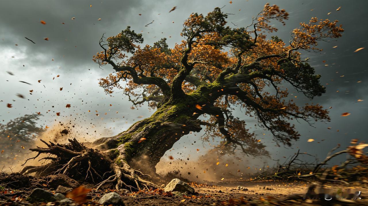 上联:狂风吹倒千年树
下联:巨浪掀翻万里舟