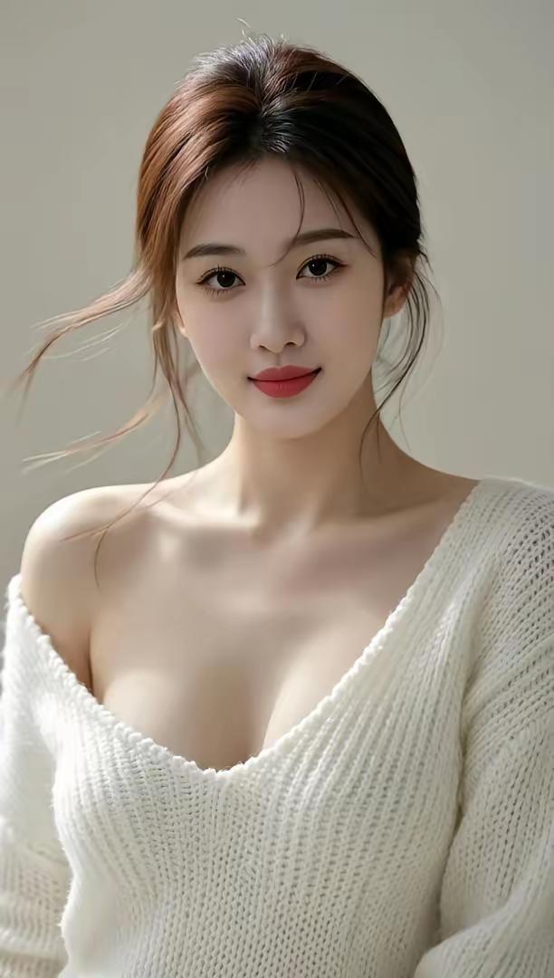 温柔甜美的白毛衣女孩，散发着冬日暖阳的气息。🌞💕💝🌴