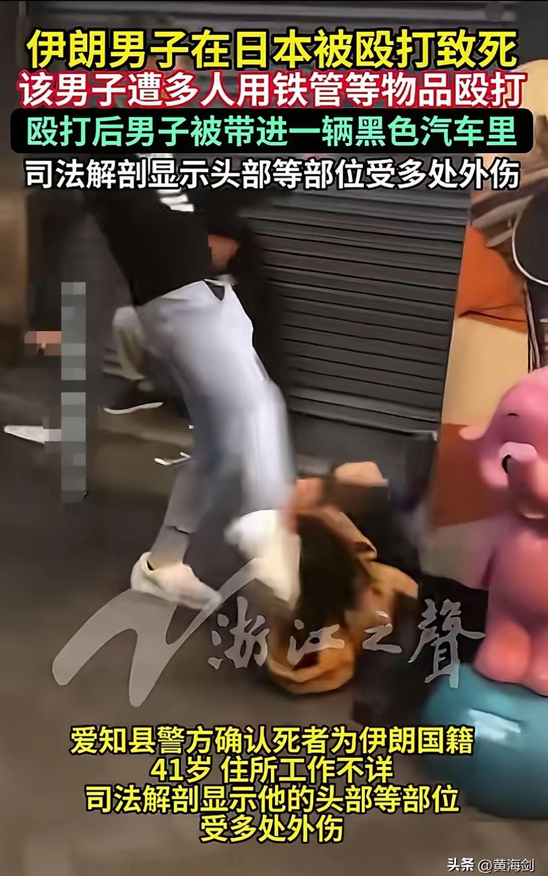 41岁的伊朗男子在日本一高速服务区与当地人发生口角，被多人用铁管活活殴打致死，头