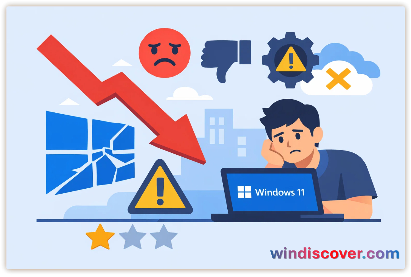 Windows 11 声誉已跌至历史低点 🤣（各位信仰估计快要崩塌了，-1 -