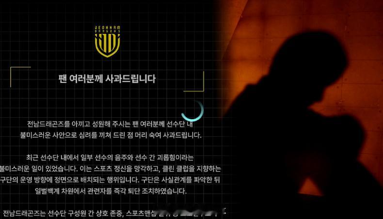 今年算是韩国足球丑闻爆发年，看不过来——K2倒数第二的全南天龙队内出现多起球员饮