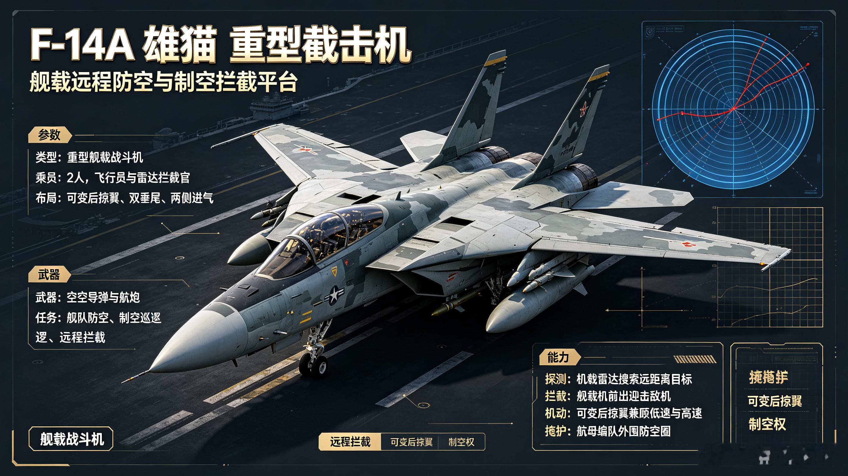 每天认识一件兵器——F-14A“雄猫”重型截击机今天聊聊美国海军的传奇舰载机——