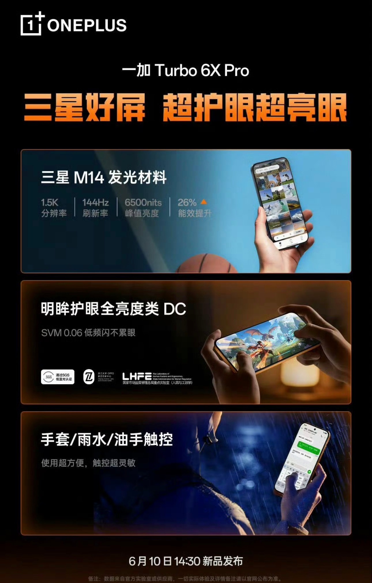哦豁，一加turbo6Xpro，用的三星m基材的屏幕，屏幕素质是不用担心了，就看
