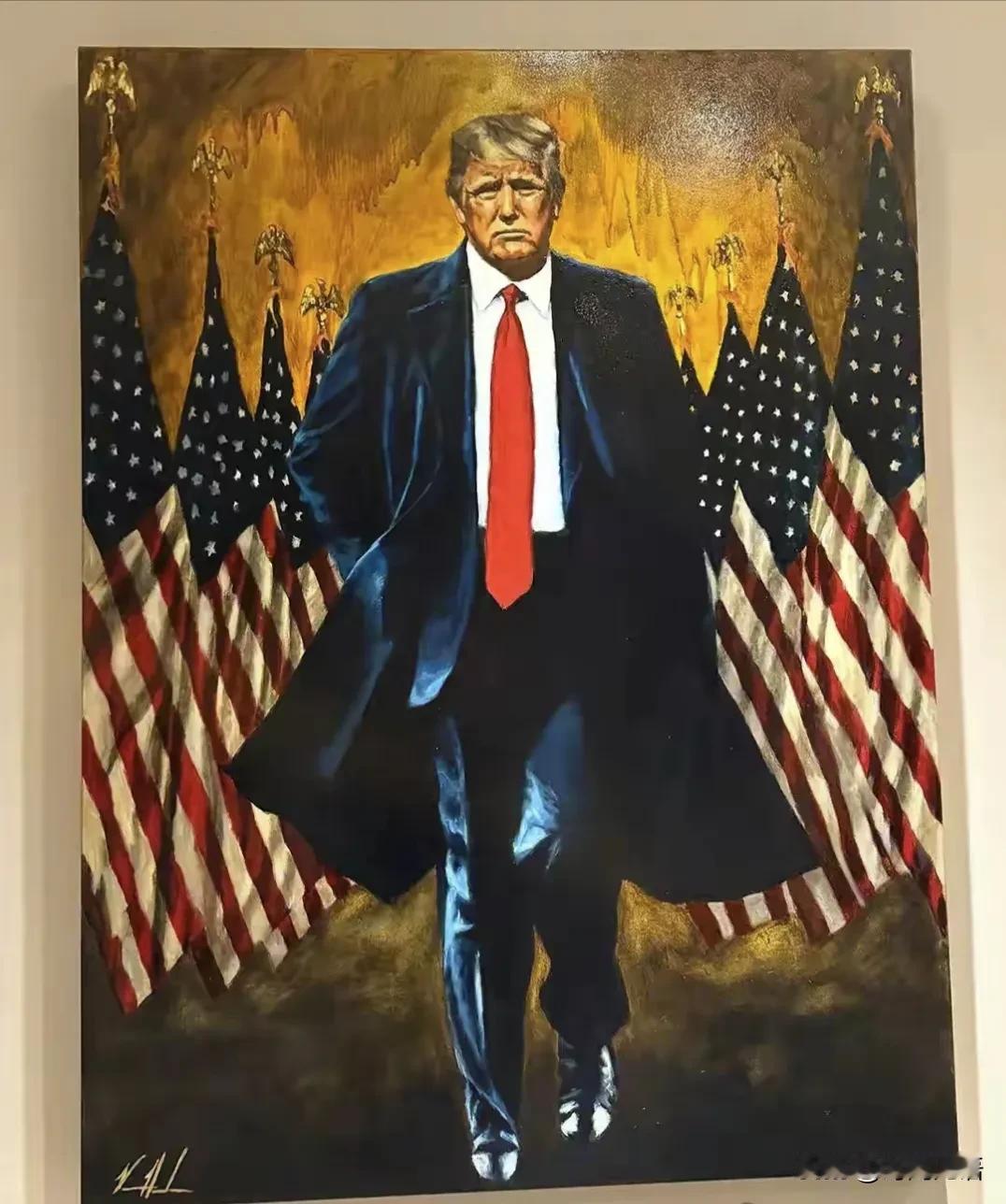 白宫新挂的这幅总统油画还是比较准确的显示了特朗普的状态，他确实有手段也很厉害。