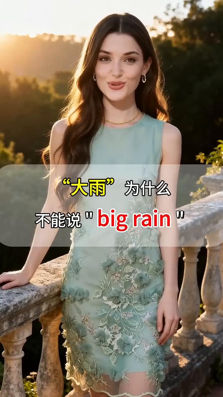 "大雨"为什么不能说"big rain"？
·因为big是指体积尺寸大。
·大雨