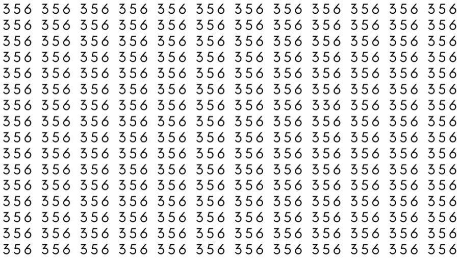 快来测测眼力！白色背景上，“356”数字组合整齐排列，满满都是。但其中有一处悄然
