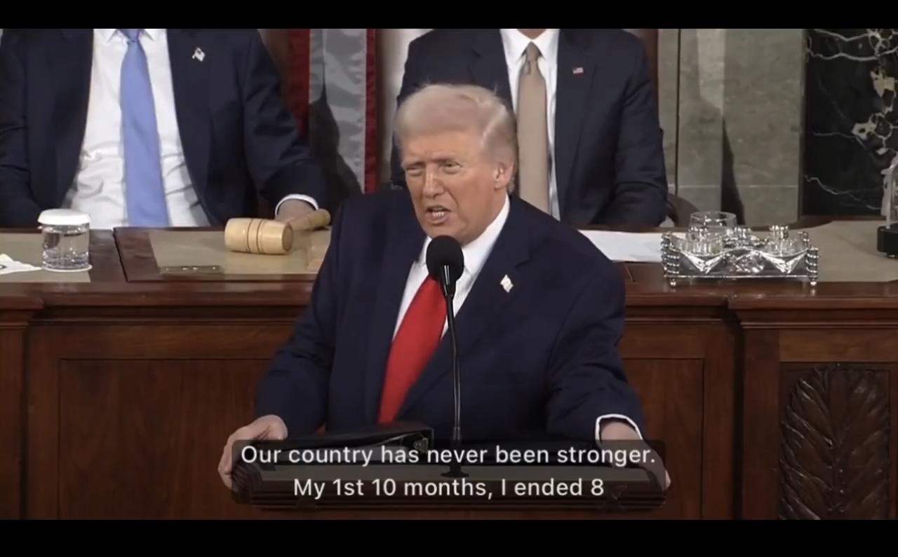 特朗普：“在我就任头十个月，我结束了8场战争。包括柬埔寨，柬埔寨和泰国；巴基斯坦