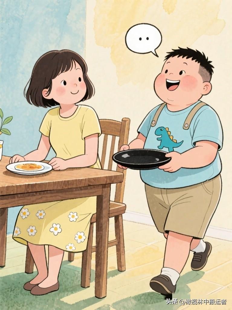 搞笑漫画：弟弟第一次给姐姐做早餐，端上来一盘黑乎乎的东西。 姐姐：“这是什么？”