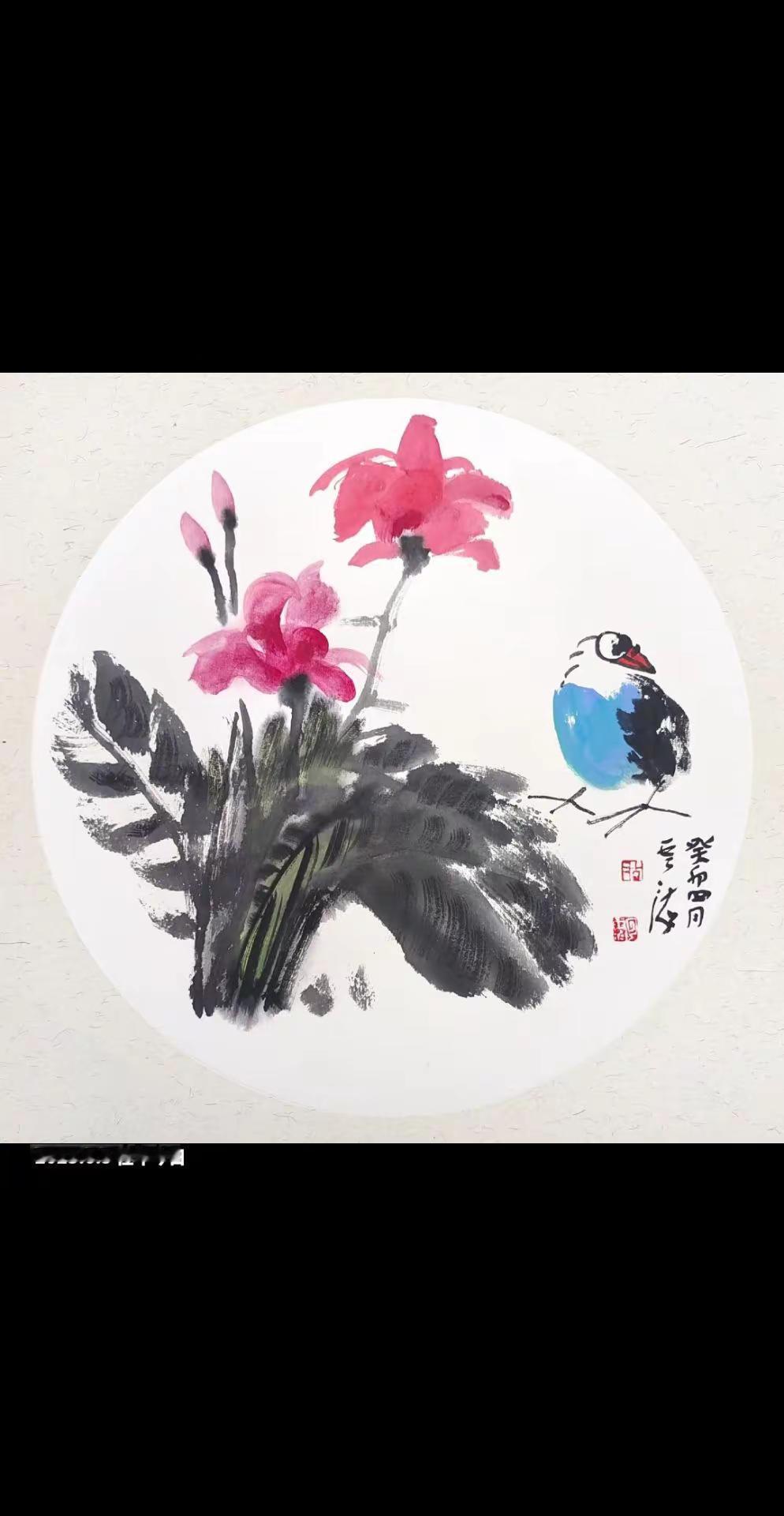 2023年（癸卯），徐州胡云海画的卡纸花鸟画作品。水墨画 国画小品花鸟 原创国画
