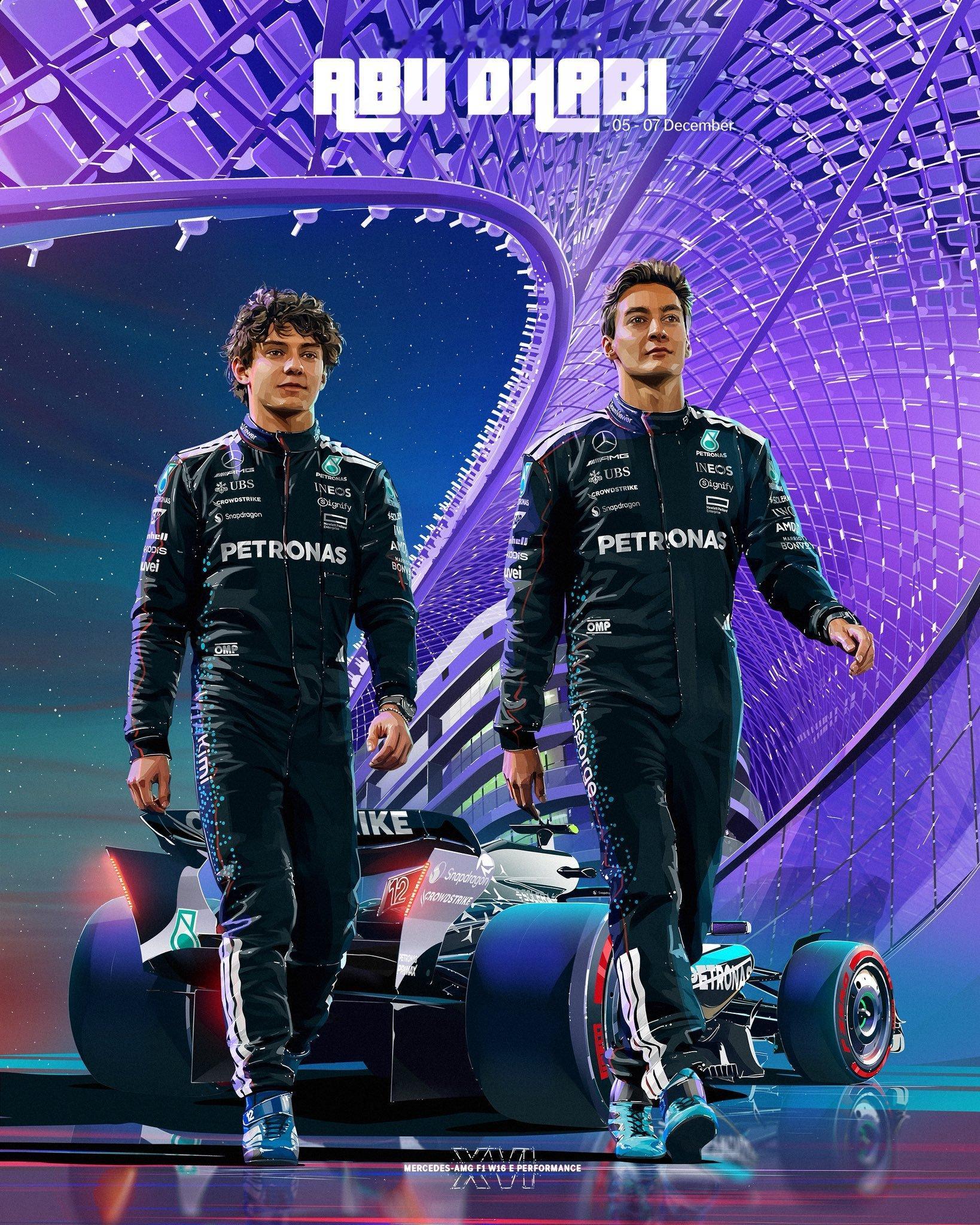 梅赛德斯车队、法拉利车队、小红牛车队本周F1阿布扎比🇦🇪大奖赛官方海报!F1