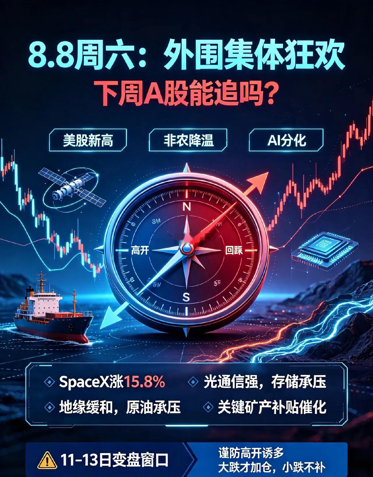8.8周六：外围集体狂欢，4条重磅消息解读,情绪杀跌或就在下周！一、4条重磅消息