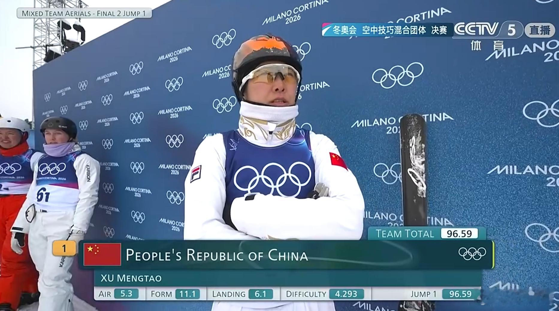 徐梦桃第二跳96.59分徐梦桃米兰冬奥最后一跳徐梦桃第二跳96.59分，落地有小