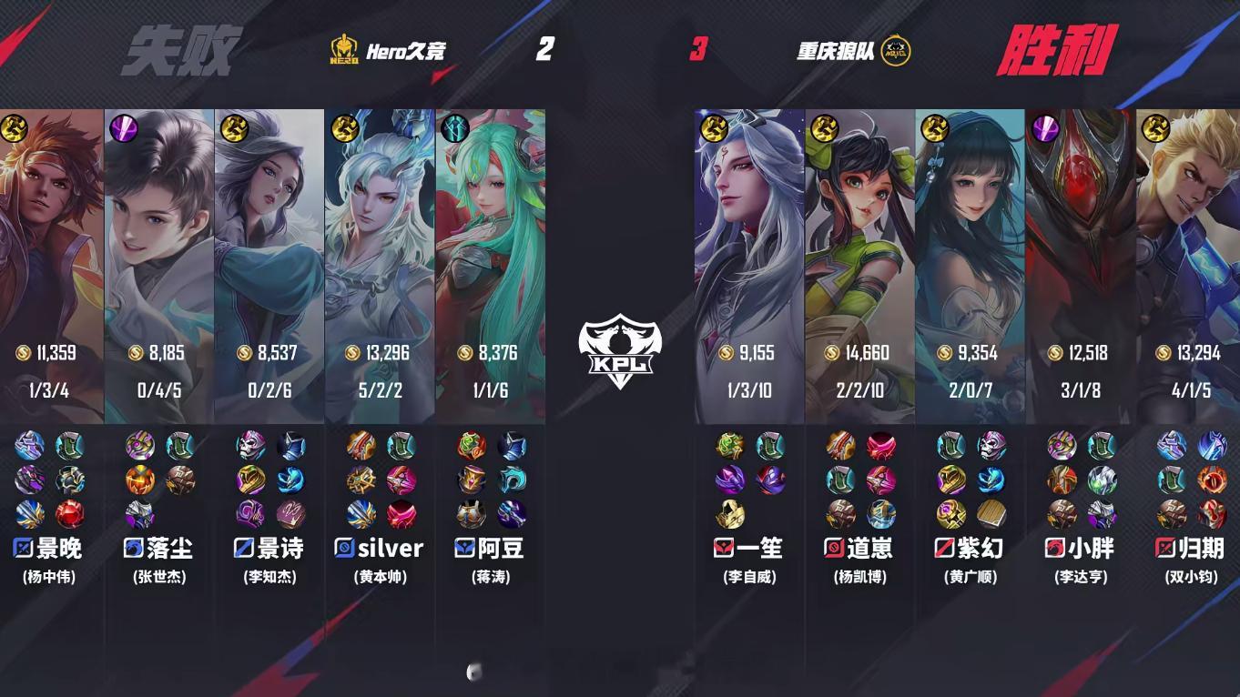 紫幻西施顶级拉扯狼队战胜Hero重庆狼队 3:2 Hero久竞，狼队拿下第五局比