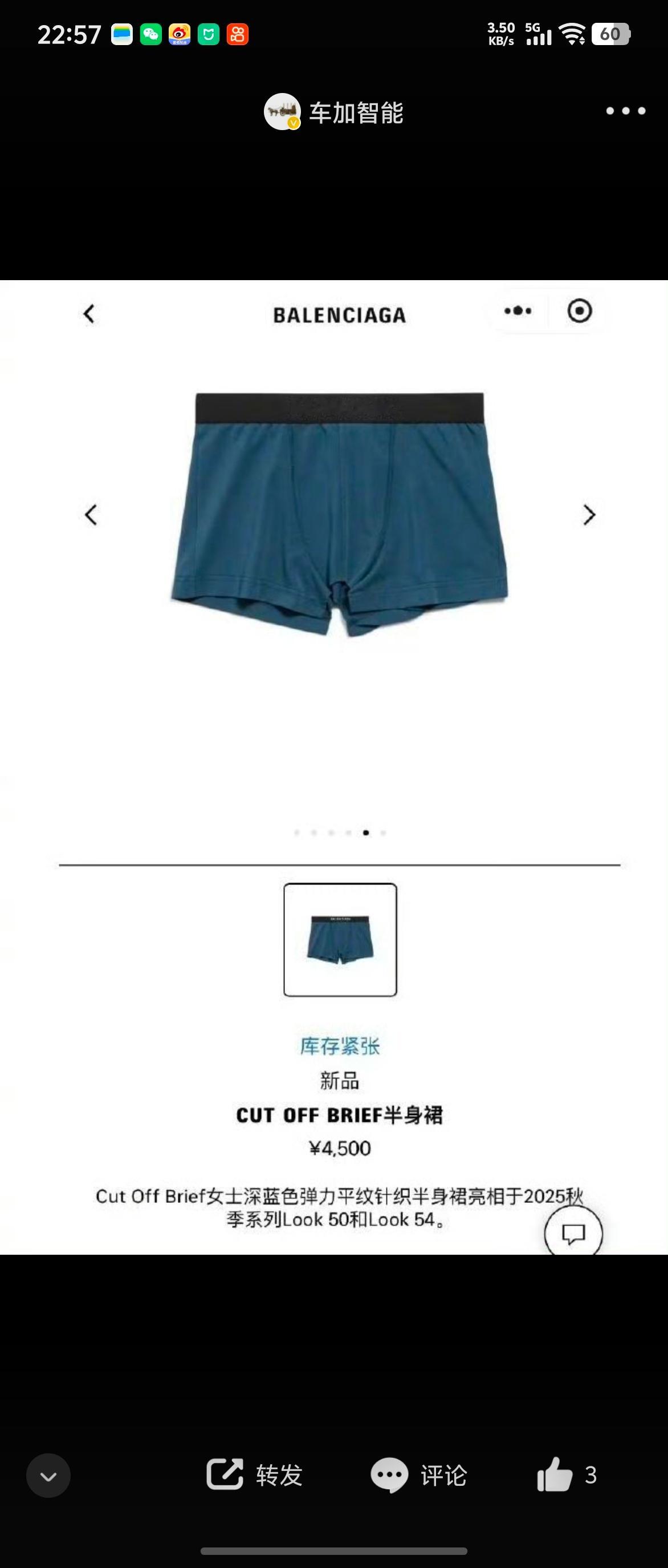 巴黎世家线上已下架4500元半身裙这不是内裤吗？巴黎世家的设计师是不是都脑子有病