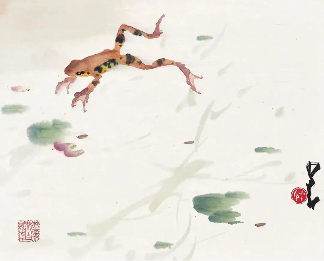 赵少昂笔下的青蛙，机灵
 